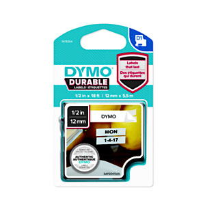 Dymo 1978364 D1 DURABLE negro sobre blanco 12 mm x 5,5 m Dymo 1978364 D1 DURABLE negro sobre blanco 12 mm x 5,5 m
