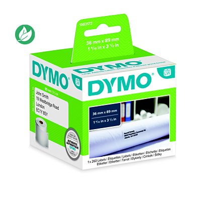 Dymo 1983172 Etiquettes d'adresse larges pour LabelWriter - 89 x 36 mm - 1 rouleau de 260 étiquettes - 1