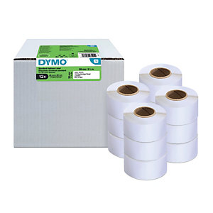 Dymo 2093091 Étiquettes LW polyvalentes authentiques, 28 mm x 89 mm, facilement détachables, auto-adhésives, pour étiqueteuses LabelWriter - paquet 12 rouleaux