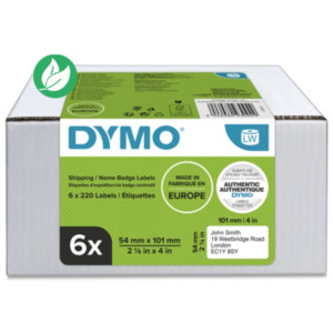 Dymo 2093092 Étiquettes d'expédition blanches 54 x 101 mm pour étiqueteuse LabelWriter - boîte de 6 rouleaux de 220 étiquettes