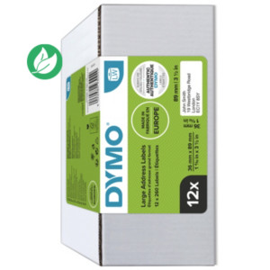 Dymo 2093093 Etiquettes d'adresse larges pour LabelWriter - 89 x 36 mm - boîte de 12 rouleaux de 260 étiquettes