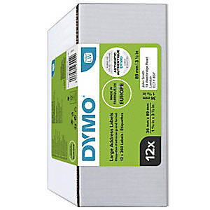 Dymo 2093093 Étiquettes LW polyvalentes authentiques, 36 mm x 89 mm, facilement détachables, auto-adhésives, pour étiqueteuses LabelWriter - Lot de 12 rubans