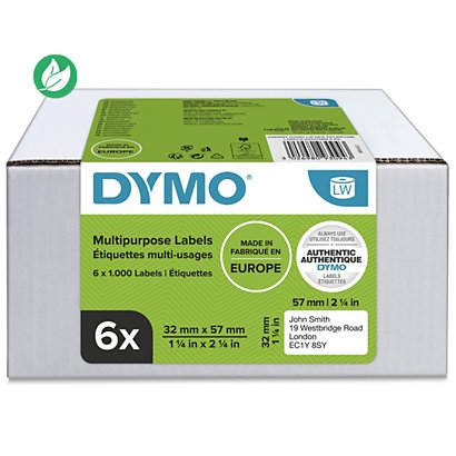 Dymo 2093094 Étiquettes multi-usages pour titreuse LabelWriter 32 x 57 mm - boîte de 6 rouleaux de 1000 étiquettes - 1