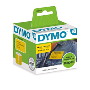 DYMO  2133400 Etichette LabelWriter per spedizione/badge, Adesivo permanente, 54 x 101 mm, Giallo (rotolo 220 etichette)