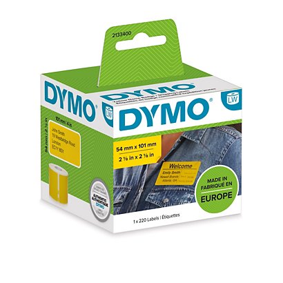 DYMO  2133400 Etichette LabelWriter per spedizione/badge, Adesivo permanente, 54 x 101 mm, Giallo (rotolo 220 etichette) - 1
