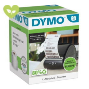 DYMO 2166659 Etichette LabelWriter per spedizione extra large DHL, Adesivo permanente, 102 x 210 mm, Bianco (rotolo 140 etichette) DYMO 2166659 Etichette LabelWriter per spedizione extra large DHL, Adesivo permanente, 102 x 210 mm, Bianco (rotolo 140 etichette)
