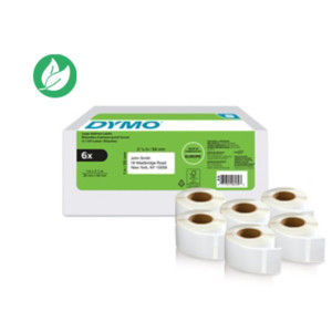 Dymo 2177564 Étiquettes d'Adresse Labelwriter grand format 25 x 54 mm - boîte de 6 rouleaux de 500 étiquettes