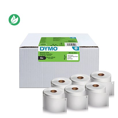 Dymo 2177565 Étiquettes LabelWriter 4XL / 5XL extra larges blanches autocollantes prédécoupées 102 x 210 mm pour colis DHL - boîte de 6 rouleaux de 140 étiquettes