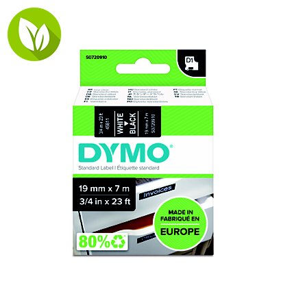 Dymo cinta D1 S0720910 19 mm x 7 m blanco sobre negro - 1