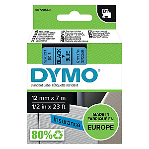 DYMO D1 standaard zwart op blauw 12 mm x 7 m