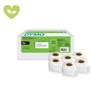 DYMO Etichette in rotolo LabelWriter 25 x 54 mm, Adesivo permanente, Bianco, Multipack 6 rotoli da 500 etichette DYMO Etichette in rotolo LabelWriter 25 x 54 mm, Adesivo permanente, Bianco, Multipack 6 rotoli da 500 etichette