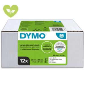 DYMO Etichette in rotolo LabelWriter 36 x 89 mm, Adesivo permanente, Bianco, Multipack 12 rotoli da 260 etichette DYMO Etichette in rotolo LabelWriter 36 x 89 mm, Adesivo permanente, Bianco, Multipack 12 rotoli da 260 etichette