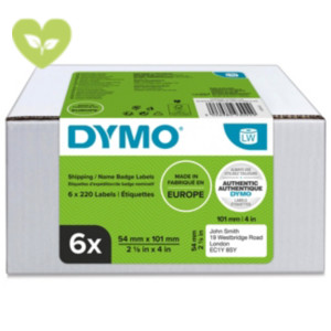 DYMO Etichette in rotolo LabelWriter 54 x 101 mm, Adesivo permanente, Bianco, Multipack 6 rotoli da 220 etichette DYMO Etichette in rotolo LabelWriter 54 x 101 mm, Adesivo permanente, Bianco, Multipack 6 rotoli da 220 etichette