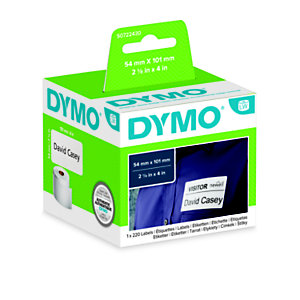 Dymo Etiquettes pour titreuse LabelWriter pour Badges - 101x54 mm - boîte de 220 étiquettes - Modèle S0722430