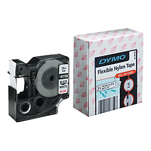DYMO Nastro adesivo industriale per etichettatrici Rhino, Nylon flessibile, 19 mm x 3,5 m, Nero su Bianco DYMO Nastro adesivo industriale per etichettatrici Rhino, Nylon flessibile, 19 mm x 3,5 m, Nero su Bianco