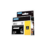 Dymo Rhino Cinta para etiquetas de poliéster industrial permanente negro sobre blanco 19 mm x 5,5 m Paquete de 1 Dymo Rhino Cinta para etiquetas de poliéster industrial permanente negro sobre blanco 19 mm x 5,5 m Paquete de 1
