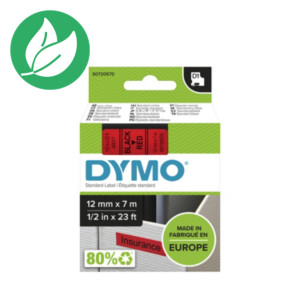 Dymo Ruban D1 12 mm S0720570 rouge écriture noire Dymo Ruban D1 12 mm S0720570 rouge écriture noire