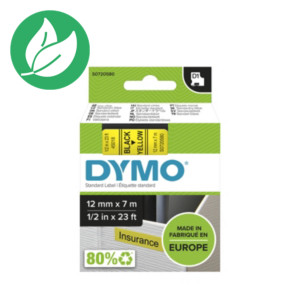 Dymo Ruban D1 12 mm S0720580 jaune écriture noire Dymo Ruban D1 12 mm S0720580 jaune écriture noire
