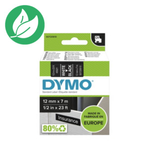 Dymo Ruban D1 12 mm S0720610 noir écriture blanche Dymo Ruban D1 12 mm S0720610 noir écriture blanche