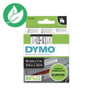 Dymo Ruban D1 19 mm S0720830 écriture noire sur fond blanc Dymo Ruban D1 19 mm S0720830 écriture noire sur fond blanc