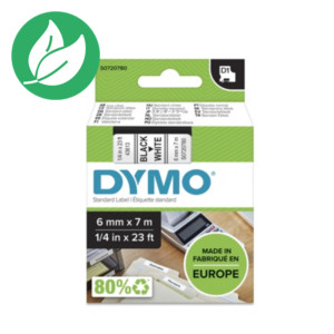 Dymo Ruban D1 6 mm S0720780 blanc écriture noire Dymo Ruban D1 6 mm S0720780 blanc écriture noire