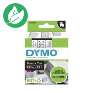 Dymo Ruban D1 9 mm S0720670 transparent écriture noire Dymo Ruban D1 9 mm S0720670 transparent écriture noire