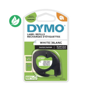 Dymo Ruban LT S0721510 papier LetraTAG - 12 mm x 4 m - Noir sur Blanc Dymo Ruban LT S0721510 papier LetraTAG - 12 mm x 4 m - Noir sur Blanc