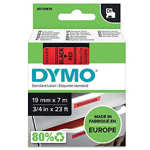 DYMO Ruban titreuse  D1 - écriture Noir / fond Rouge - 19 mm x 7 m - Modèle S0720870