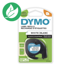 Dymo Ruban titreuse LetraTag LT - Matière plastique - Ecriture en Noir / fond Blanc - 12 mm x 4 m - Modèle S0721660 Dymo Ruban titreuse LetraTag LT - Matière plastique - Ecriture en Noir / fond Blanc - 12 mm x 4 m - Modèle S0721660