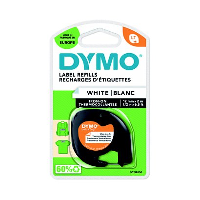 Dymo S0718850 cinta Letratag 12 mm x 2 m negro sobre blanco para tela - 1