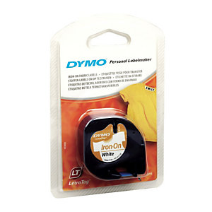 DYMO S0718850 Nastro LetraTAG in nylon, Per stoffe e tessuti, Stirabile, 12 mm x 2 m, Nero su Bianco