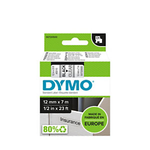 Dymo S0720500 D1 Cartuccia di etichette per etichettatrici Standard Nero su trasparente 12 mm x 7 m