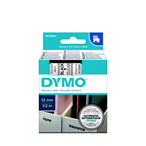 Dymo S0720500 D1 negro sobre transparente 12 mm x 7 m Dymo S0720500 D1 negro sobre transparente 12 mm x 7 m