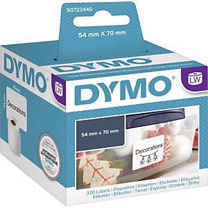 Dymo S0720540 LW grand format étiquettes polyvalentes bleu sur fond blanc 70 x 54 mm