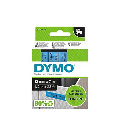DYMO S0720560 Nastro Standard D1, 12 mm x 7 m, Nero su Blu - 1
