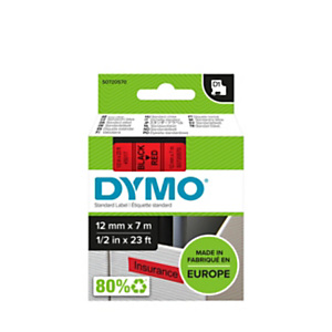 Dymo S0720570 D1 Standard Nero su rosso 12 mm x 7 m Dymo S0720570 D1 Standard Nero su rosso 12 mm x 7 m
