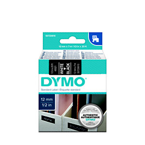 Dymo S0720610 D1 blanco sobre negro 12 mm x 7 m