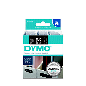 Dymo S0720610 D1 Estándar blanco sobre negro 12 mm x 7 m Dymo S0720610 D1 Estándar blanco sobre negro 12 mm x 7 m
