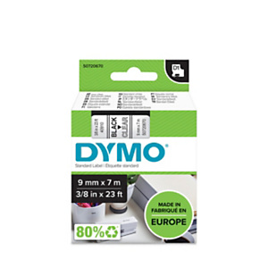 Dymo S0720670 D1 Standard Nero su trasparente 9 mm x 7 m Dymo S0720670 D1 Standard Nero su trasparente 9 mm x 7 m