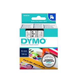 Dymo S0720770 D1 Estándar negro sobre transparente 6 mm x 7 m Dymo S0720770 D1 Estándar negro sobre transparente 6 mm x 7 m