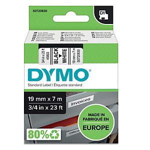 DYMO S0720830 D1 standaard labelcassette zwart op wit 19 mm x 7 m