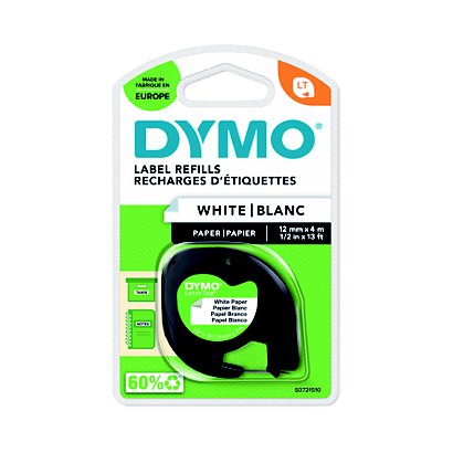 Dymo S0721510 cinta Letratag 12 mm x 4 m negro sobre blanco papel - 1