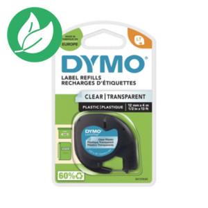 Dymo S0721530 Ruban d'étiquetage LetraTAG, noir sur fond transparent, 12 mm x 4 m Dymo S0721530 Ruban d'étiquetage LetraTAG, noir sur fond transparent, 12 mm x 4 m