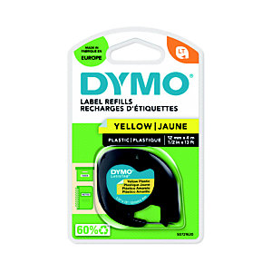 Dymo S0721620 cinta Letratag 12 mm x 4 m negro sobre amarillo