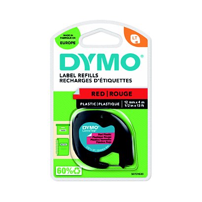 Dymo S0721630 cinta Letratag 12 mm x 4 m negro sobre rojo - 1