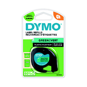 Dymo S0721640 cinta Letratag 12 mm x 4 m negro sobre verde
