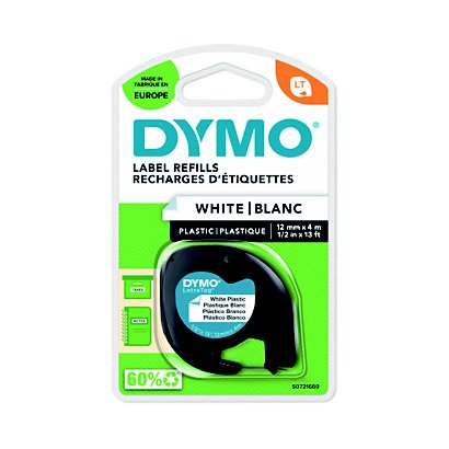 Dymo S0721660 cinta Letratag 12 mm x 4 m negro sobre blanco - 1
