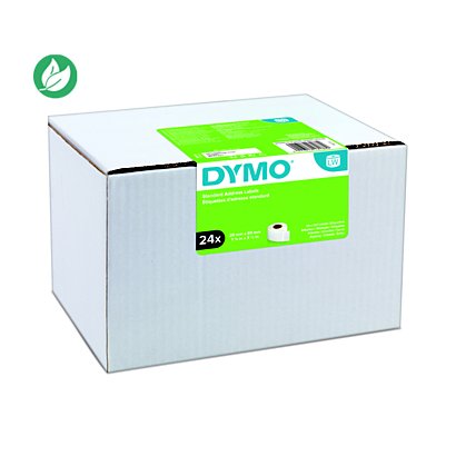 Dymo S0722360 étiquettes d'adresse standard pour LabelWriter 89 x 28 mm - noir sur fond blanc - Boîte de 24 rouleaux de 130 étiquettes - 1