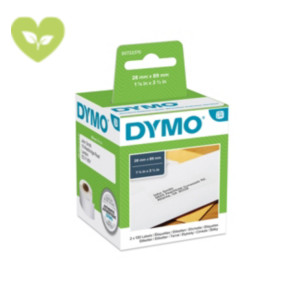 DYMO S0722370 Etichette LabelWriter per indirizzi standard, Adesivo permanente, 28 x 89 mm, Bianco (2 rotoli da 130 etichette) DYMO S0722370 Etichette LabelWriter per indirizzi standard, Adesivo permanente, 28 x 89 mm, Bianco (2 rotoli da 130 etichette)