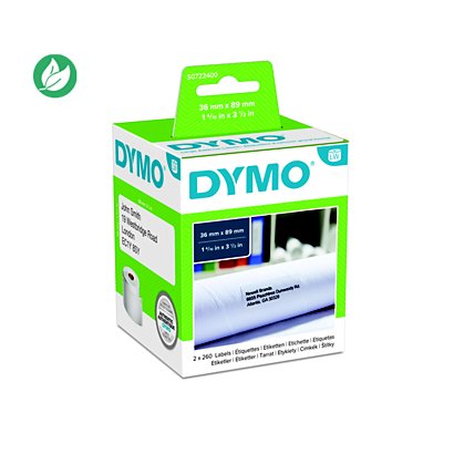 Dymo  S0722400 Etiquettes d'adresse larges pour LabelWriter - 89 x 36 mm - boîte de 2 rouleaux de 260 étiquettes - 1